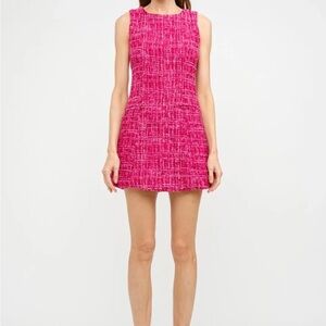 Chic Pink Tweed Mini Dress